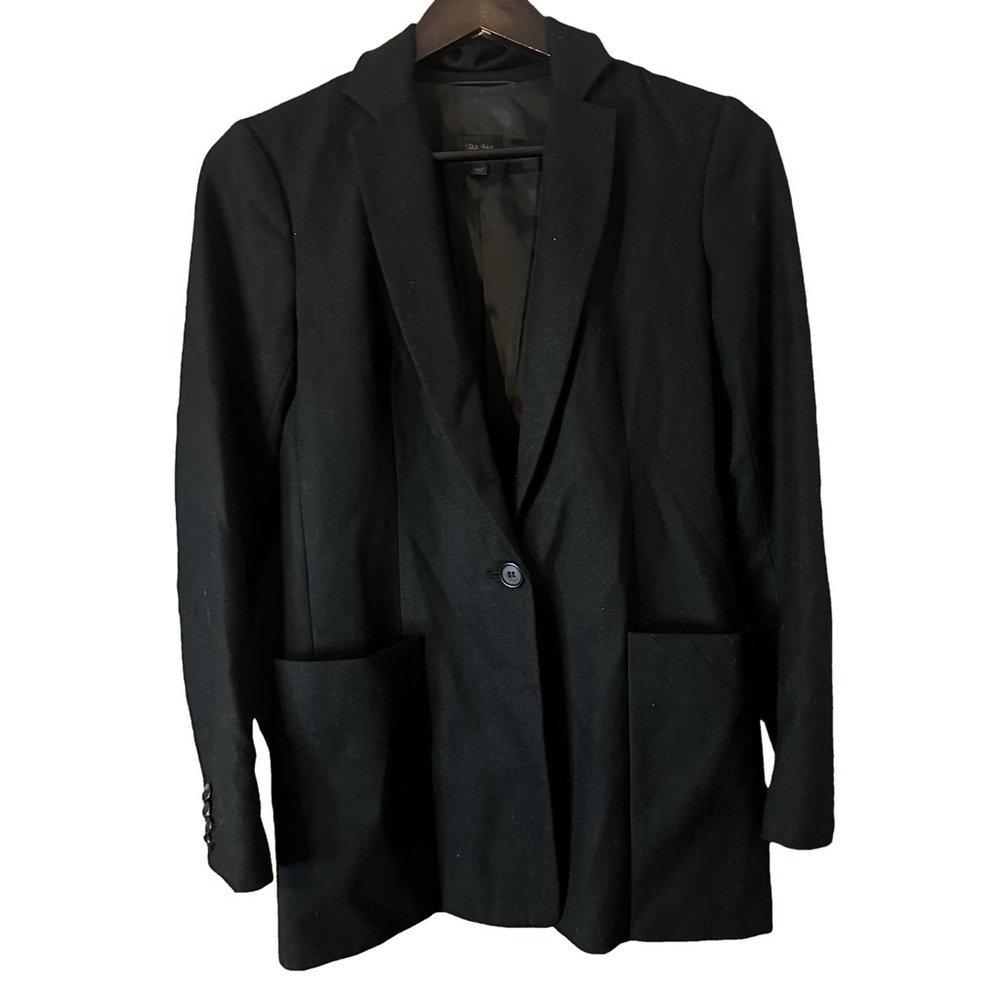 Talula Babaton Black Solid Blazer Single Breasted Wool Blend Coat Sz 4 Office